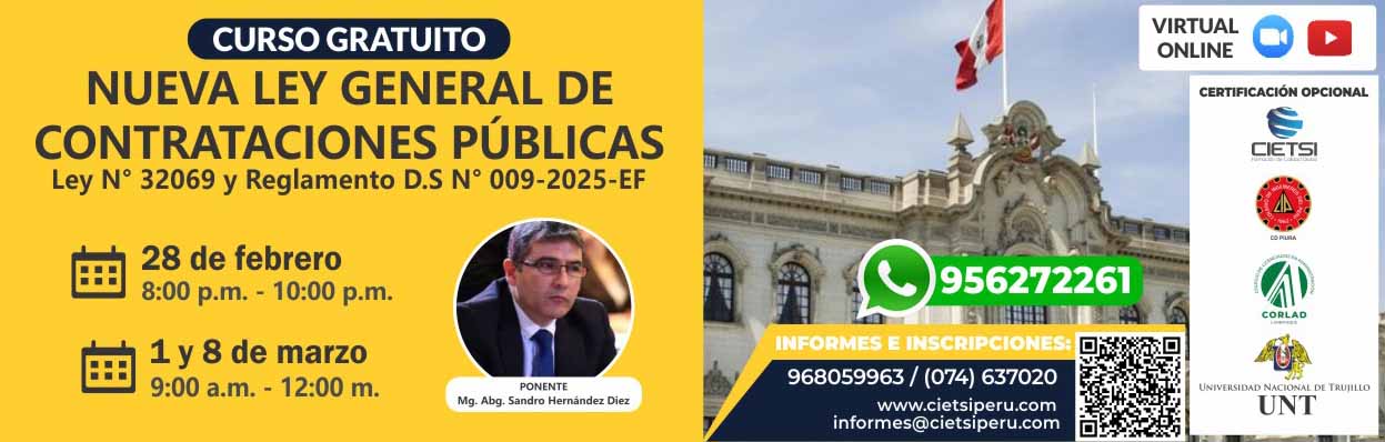 curso de actualizaciOn nueva ley general de contrataciones pUblicas ley 32069 y reglamento ds 009 2025 ef